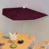 Garden Half Parasol with Pole 70.9"x35.4" Bordeaux Red