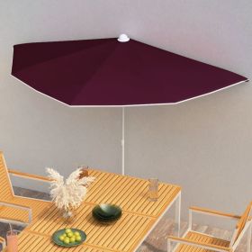 Garden Half Parasol with Pole 70.9"x35.4" Bordeaux Red