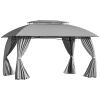 10' x 13' Patio Gazebo Canopy, Double Vented Roof, Steel Frame, Curtain Sidewalls, Outdoor Sun Shade Shelter for Garden, Lawn, Backyard, Deck, Gray