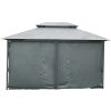 Outsunny 10' x 13' Patio Gazebo, Outdoor Gazebo Canopy Shelter with Curtains, Vented Roof, Steel Frame for Garden, Lawn, Backyard and Deck, Sage Gray