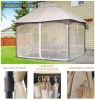 10*12 FT Softtop Metal Gazebo with Mosquito Net&Sunshade Curtains,Sturdy Heavy Duty Double Roof Canopy,Galvanized Steel Design Outdoor Tent