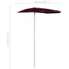 Garden Half Parasol with Pole 70.9"x35.4" Bordeaux Red