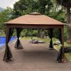 Outdoor 11x 11Ft Pop Up Gazebo Canopy With Removable Zipper Netting,2-Tier Soft Top Event Tent