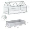 Outsunny 6' x 3' Galvanized Raised Garden Bed with Mini PVC Greenhouse Cover, Outdoor Metal Planter Box with 2 Roll-Up Windows for Growing Flowers