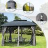 Outdoor Gazebo 10'x12', Permanent Hardtop Gazebo with Aluminum Frame for Patios Deck Backyard, Galvanized Steel Double Roof