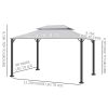 Outsunny 10' x 13' Patio Gazebo, Outdoor Gazebo Canopy Shelter with Netting and Curtains, Aluminum Frame for Garden, Lawn, Backyard and Deck, Gray