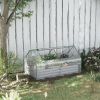 Outsunny 6' x 3' Galvanized Raised Garden Bed with Mini PVC Greenhouse Cover, Outdoor Metal Planter Box with 2 Roll-Up Windows for Growing Flowers