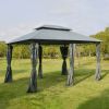 Outsunny 10' x 13' Patio Gazebo, Outdoor Gazebo Canopy Shelter with Curtains, Vented Roof, Steel Frame for Garden, Lawn, Backyard and Deck, Sage Gray