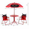 Kids Patio Set Table And 2 Folding Chairs w/ Umbrella Beetle Outdoor Garden Yard Removable Umbrella