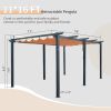 11 X 16 FT Outdoor Living Outdoor Retractable Pergola with Weather-Resistant Canopy Aluminum Garden Pergola Patio Grill Gazebo for Courtyard -Khaki