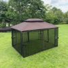 13x10 Outdoor Patio Gazebo Canopy Tent With Ventilated Double Roof And Mosquito net(Detachable Mesh Screen On All Sides),Suitable for Lawn, Garden