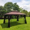 13x10 Outdoor Patio Gazebo Canopy Tent With Ventilated Double Roof And Mosquito net(Detachable Mesh Screen On All Sides),Suitable for Lawn, Garden