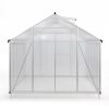 8' x 10' Polycarbonate Outdoor Greenhouse, Aluminum Walk-in Green House w/ 5-Level Adjustable Vents, Gutter and Door