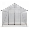 8' x 10' Polycarbonate Outdoor Greenhouse, Aluminum Walk-in Green House w/ 5-Level Adjustable Vents, Gutter and Door