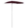 Garden Half Parasol with Pole 70.9"x35.4" Bordeaux Red