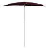 Garden Half Parasol with Pole 70.9"x35.4" Bordeaux Red