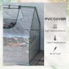 Outsunny 6' x 3' Galvanized Raised Garden Bed with Mini PVC Greenhouse Cover, Outdoor Metal Planter Box with 2 Roll-Up Windows for Growing Flowers