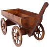 Wood Wagon Flower Planter Pot Stand W/Wheels Home Garden Outdoor Decor